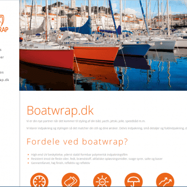 hjemmeside til Boatwrap